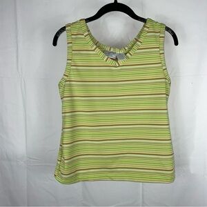 Danskin Freestyle Tank Top Striped Y2K Sleeveless Golf Tennis V-Neck Shirt